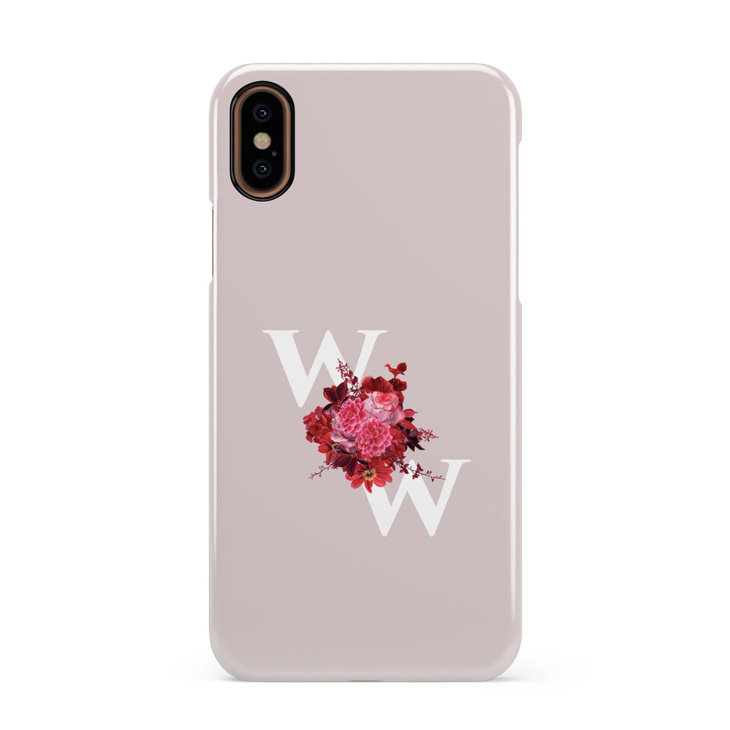Custom Dual Initial Floral Apple iPhone XS 3D Snap Case