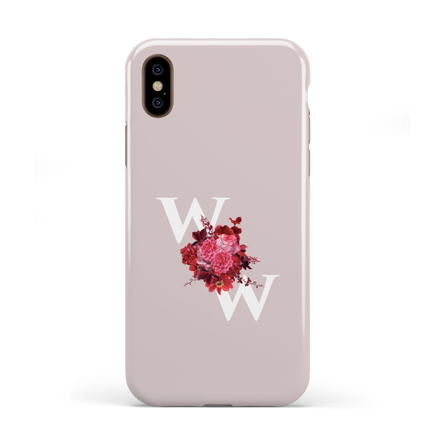 Custom Dual Initial Floral Apple iPhone XS 3D Tough