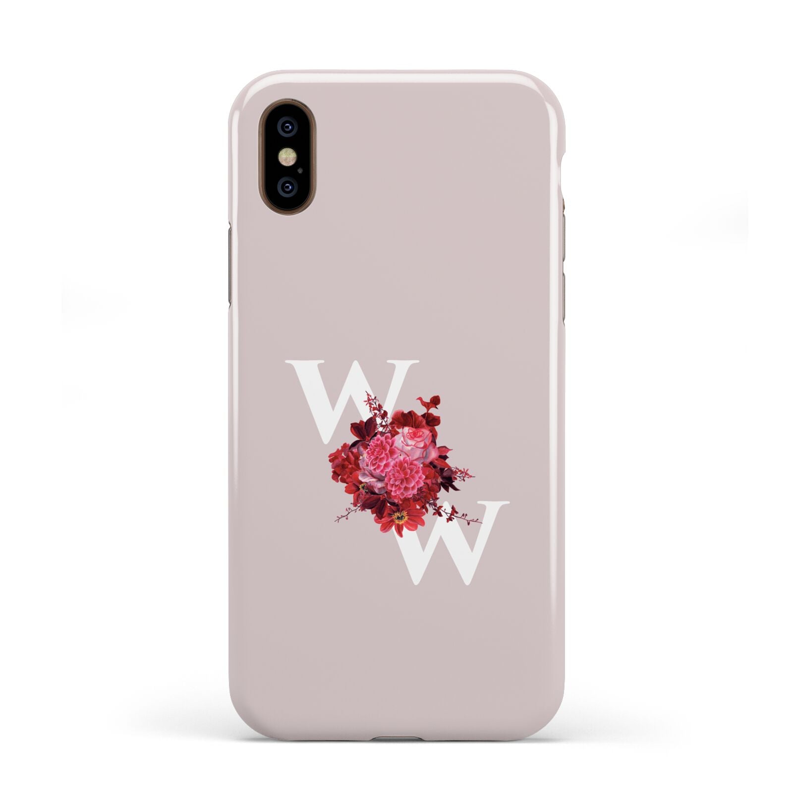 Custom Dual Initial Floral Apple iPhone XS 3D Tough