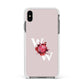 Custom Dual Initial Floral Apple iPhone Xs Max Impact Case White Edge on Black Phone