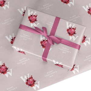 Custom Dual Initial Floral Wrapping Paper