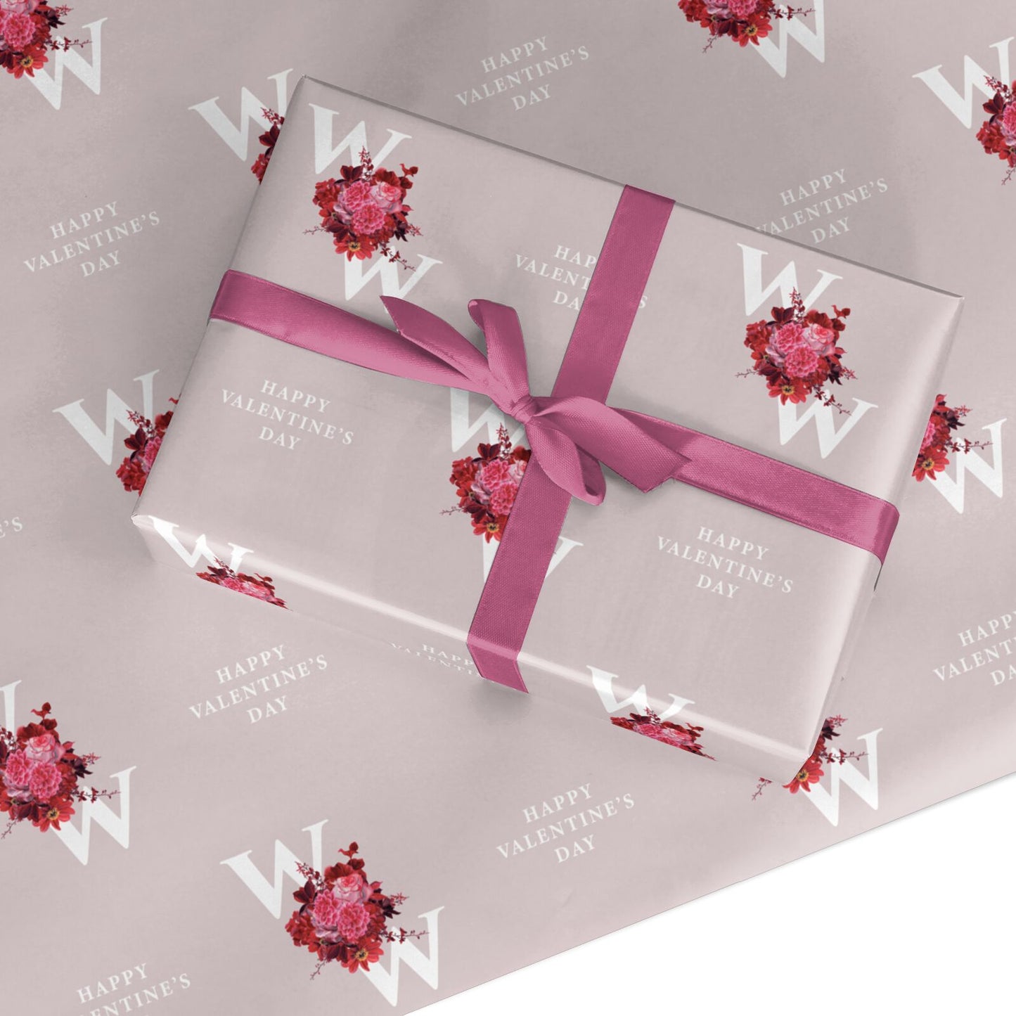 Custom Dual Initial Floral Custom Wrapping Paper
