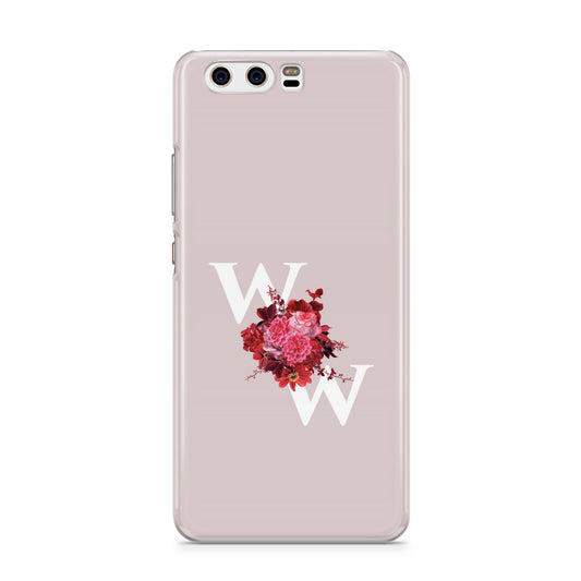Custom Dual Initial Floral Huawei P10 Phone Case