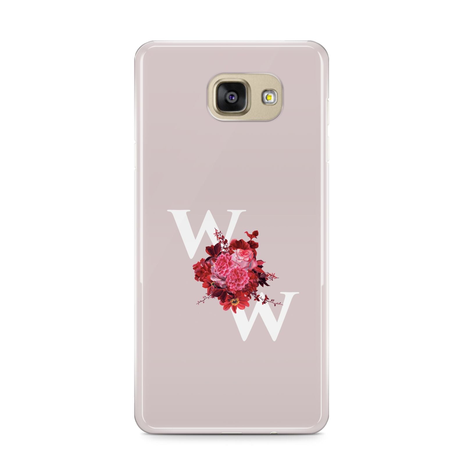 Custom Dual Initial Floral Samsung Galaxy A9 2016 Case on gold phone