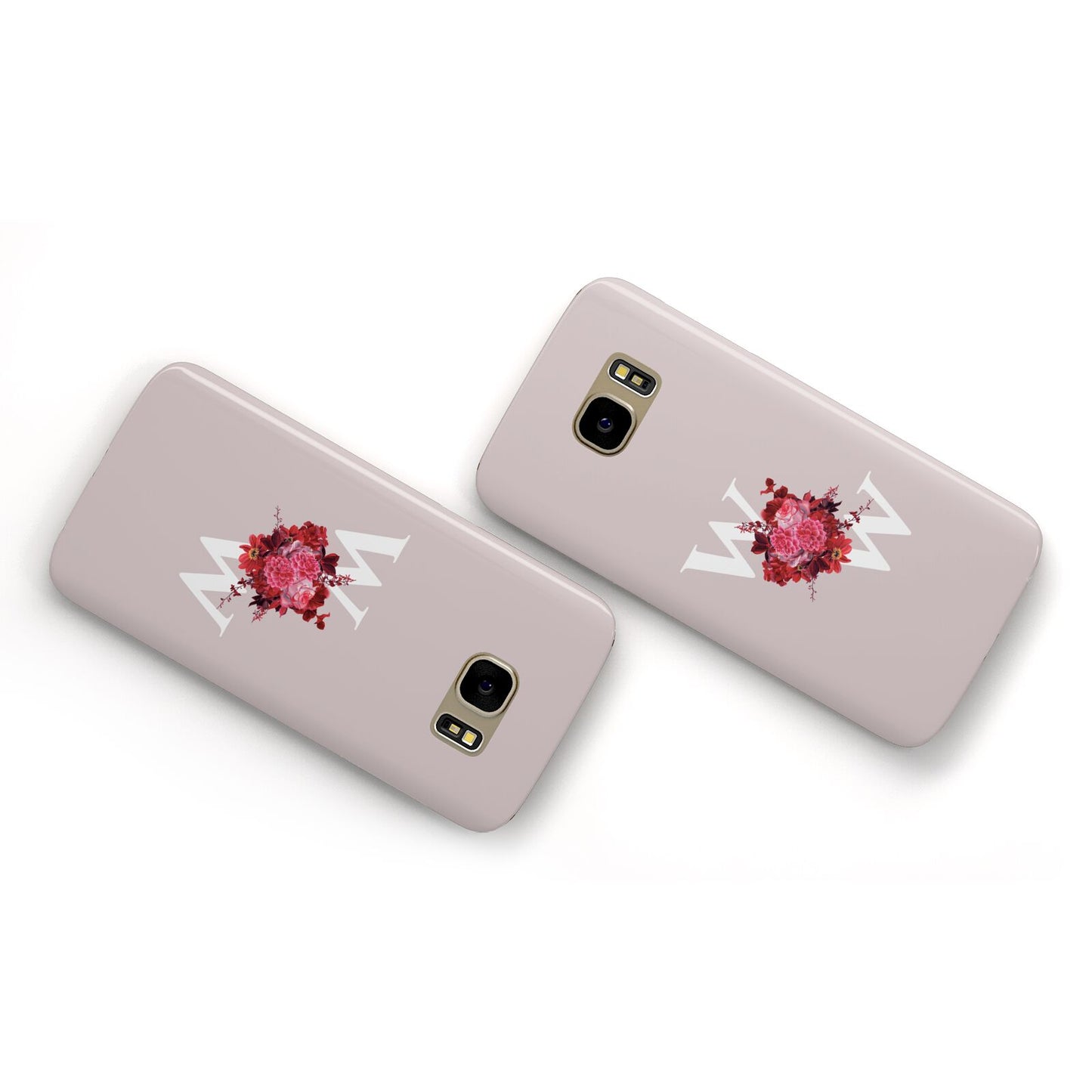 Custom Dual Initial Floral Samsung Galaxy Case Flat Overview