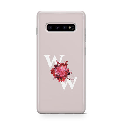 Custom Dual Initial Floral Samsung Galaxy S10 Case