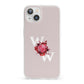 Custom Dual Initial Floral iPhone 13 Clear Bumper Case