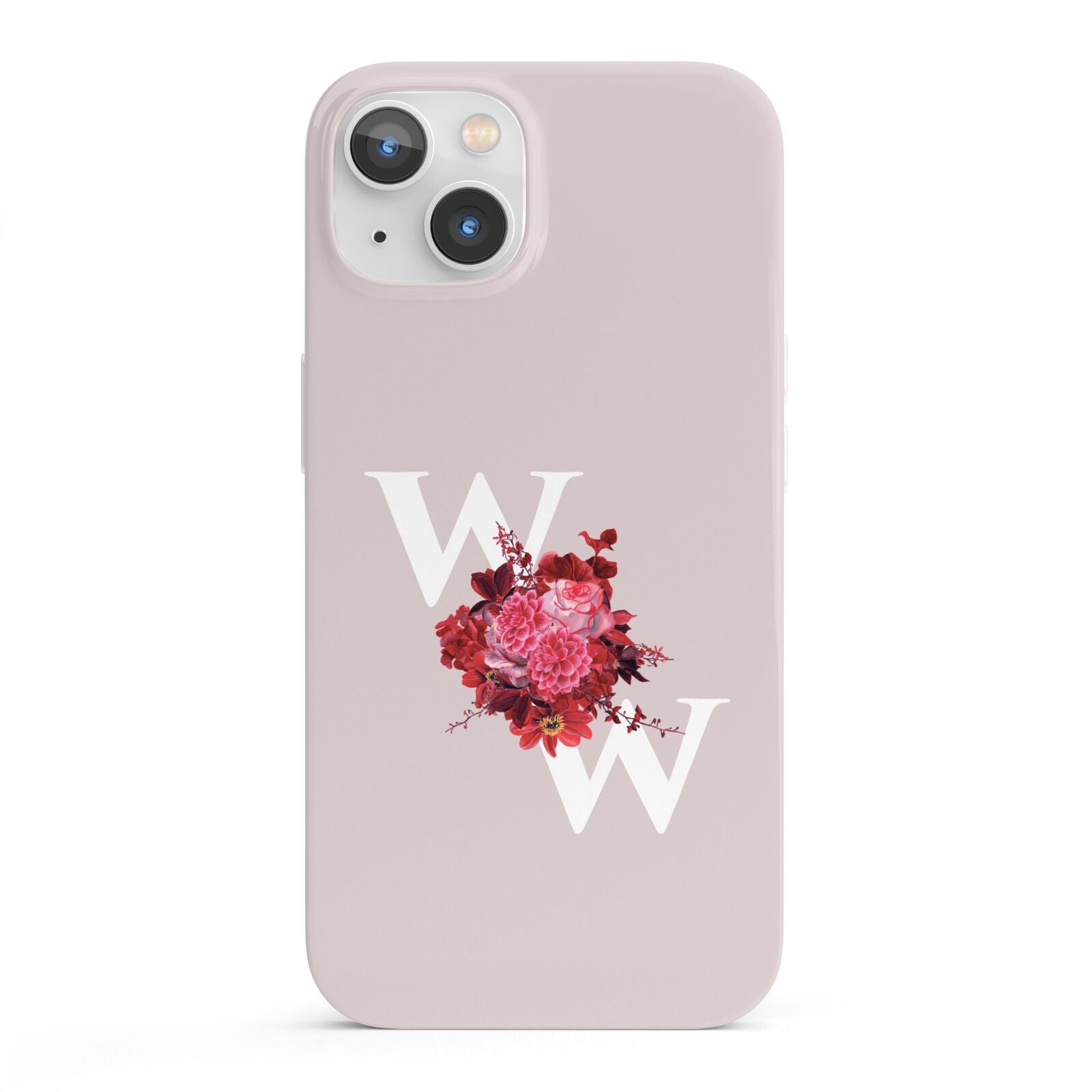 Custom Dual Initial Floral iPhone 13 Full Wrap 3D Snap Case