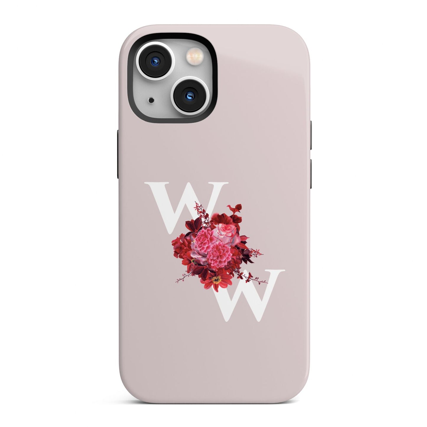 Custom Dual Initial Floral iPhone 13 Mini Full Wrap 3D Tough Case