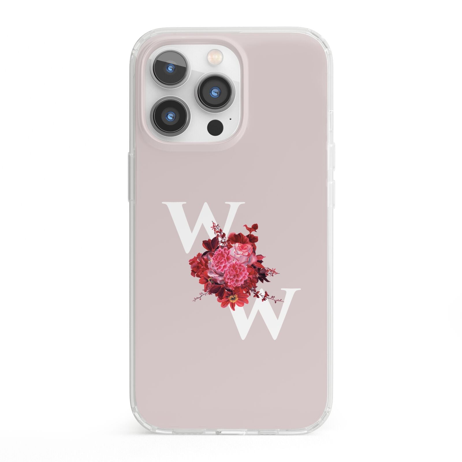 Custom Dual Initial Floral iPhone 13 Pro Clear Bumper Case