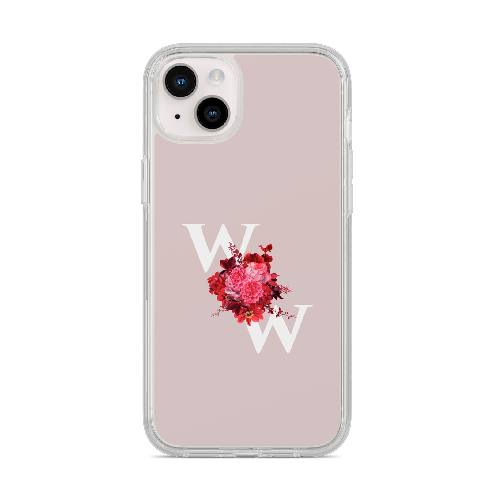 Custom Dual Initial Floral iPhone 14 Plus Clear Tough Case Starlight