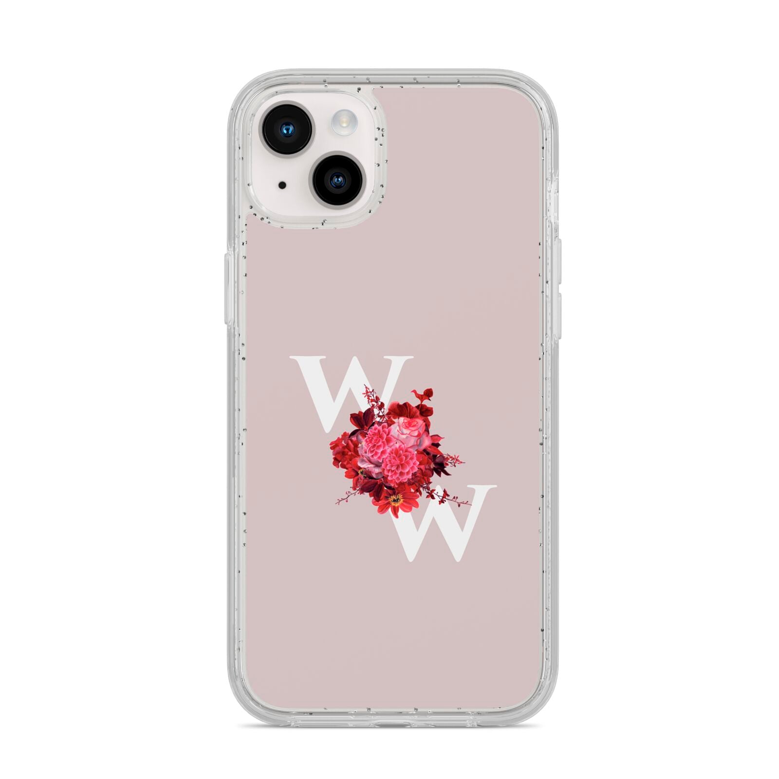 Custom Dual Initial Floral iPhone 14 Plus Glitter Tough Case Starlight