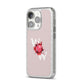 Custom Dual Initial Floral iPhone 14 Pro Glitter Tough Case Silver Angled Image