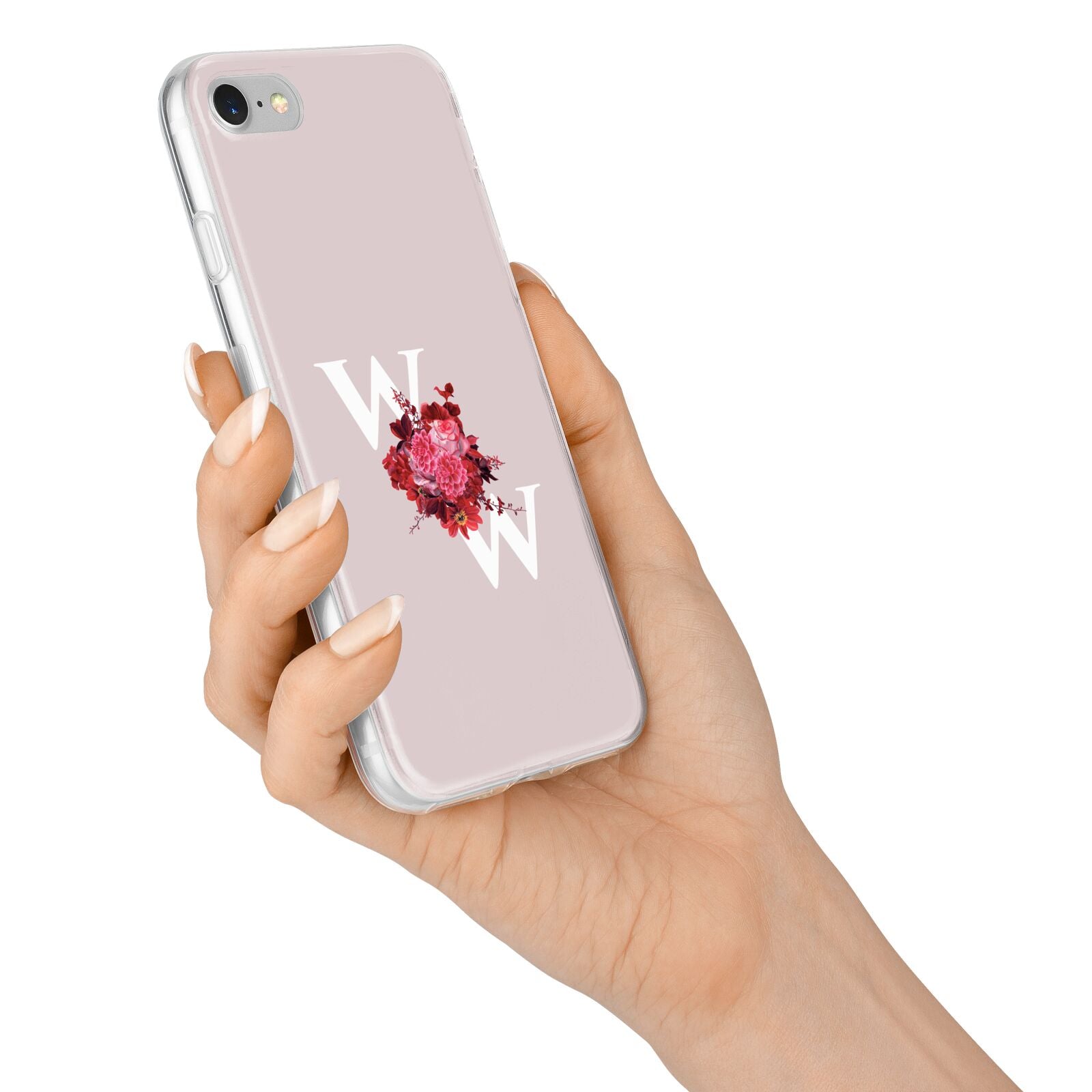 Custom Dual Initial Floral iPhone 7 Bumper Case on Silver iPhone Alternative Image