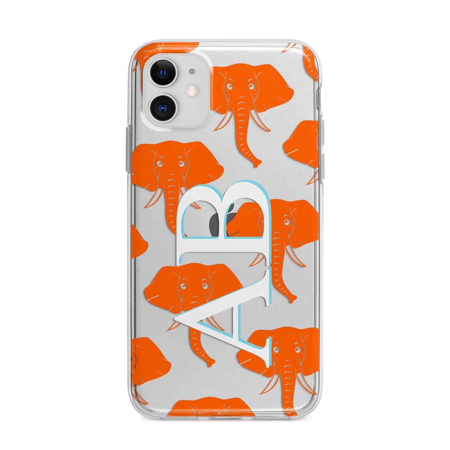 Custom Elephant Initials Apple iPhone 11 in White with Bumper Case