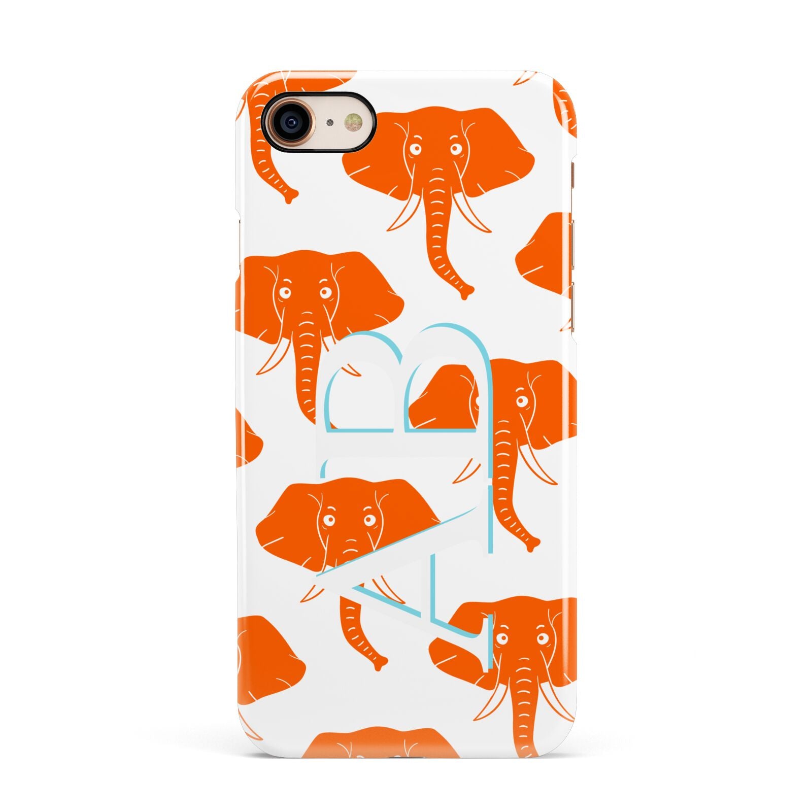 Custom Elephant Initials Apple iPhone 7 8 3D Snap Case