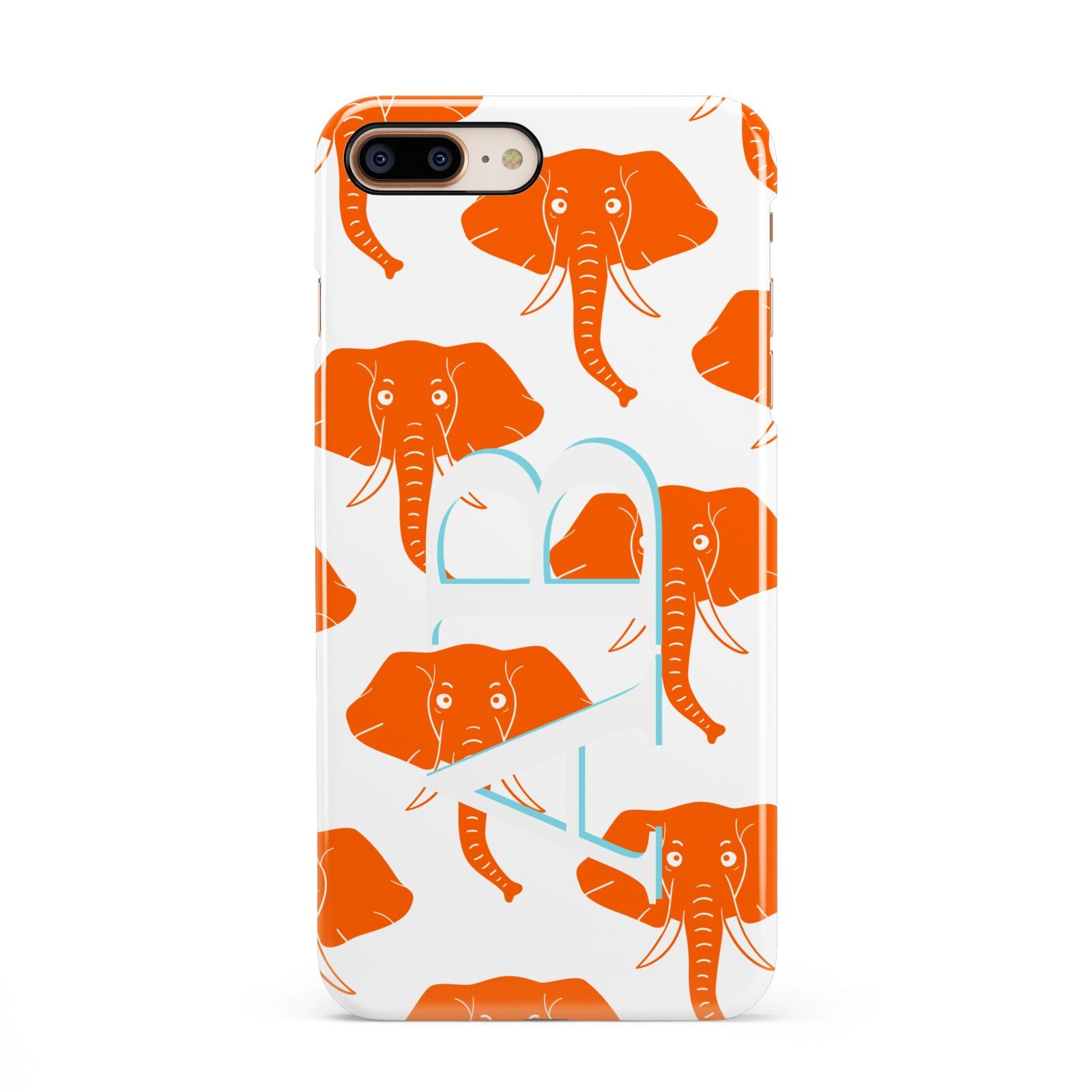Custom Elephant Initials Apple iPhone 7 8 Plus 3D Snap Case