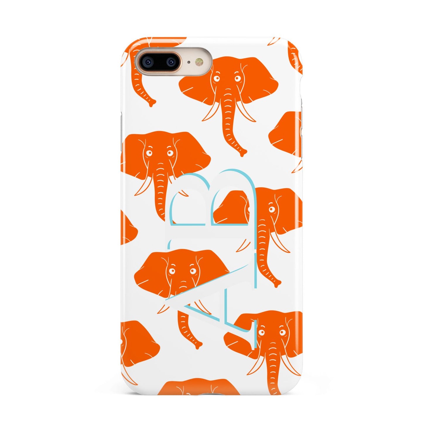 Custom Elephant Initials Apple iPhone 7 8 Plus 3D Tough Case