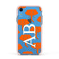 Custom Elephant Initials Apple iPhone XR Impact Case Pink Edge on Blue Phone