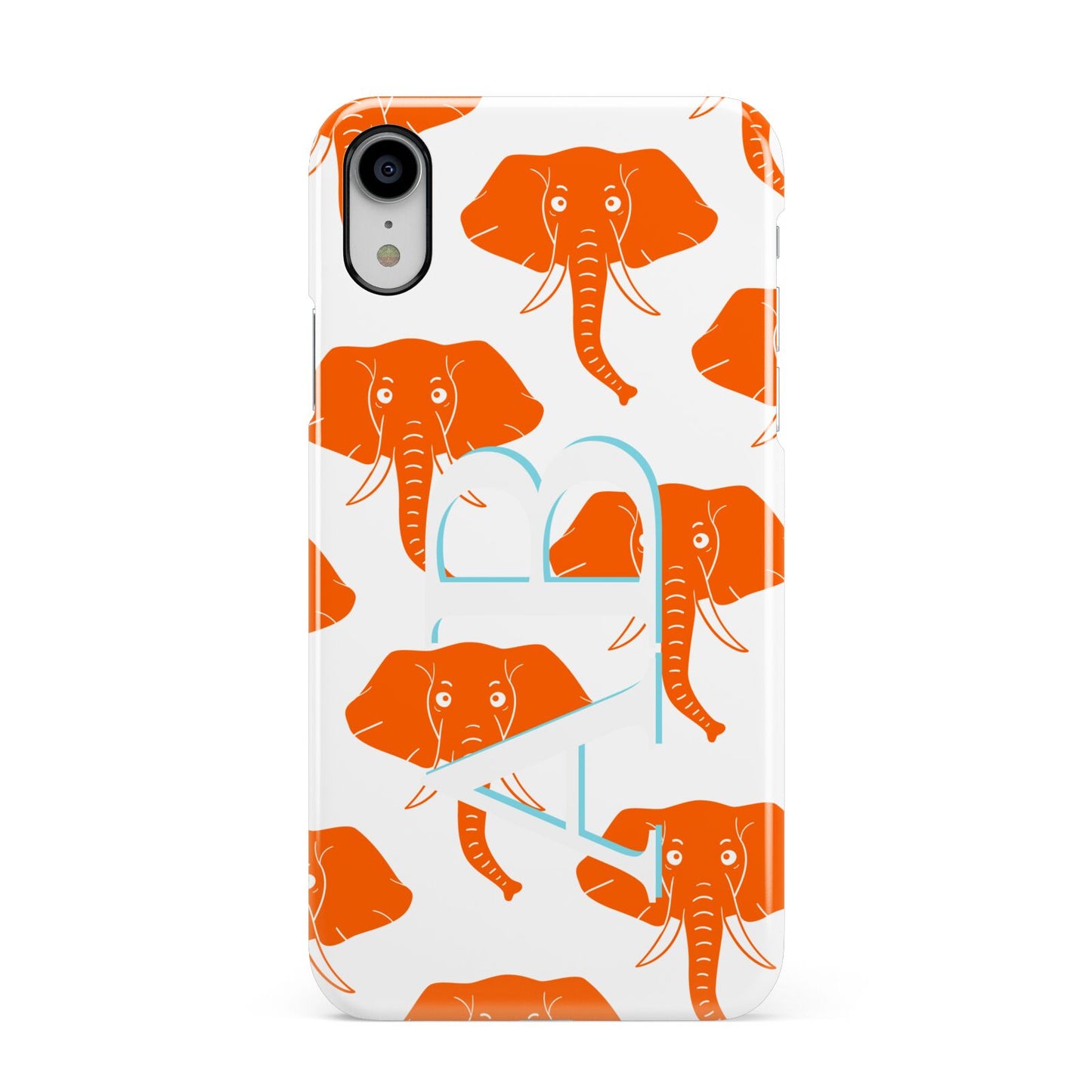 Custom Elephant Initials Apple iPhone XR White 3D Snap Case