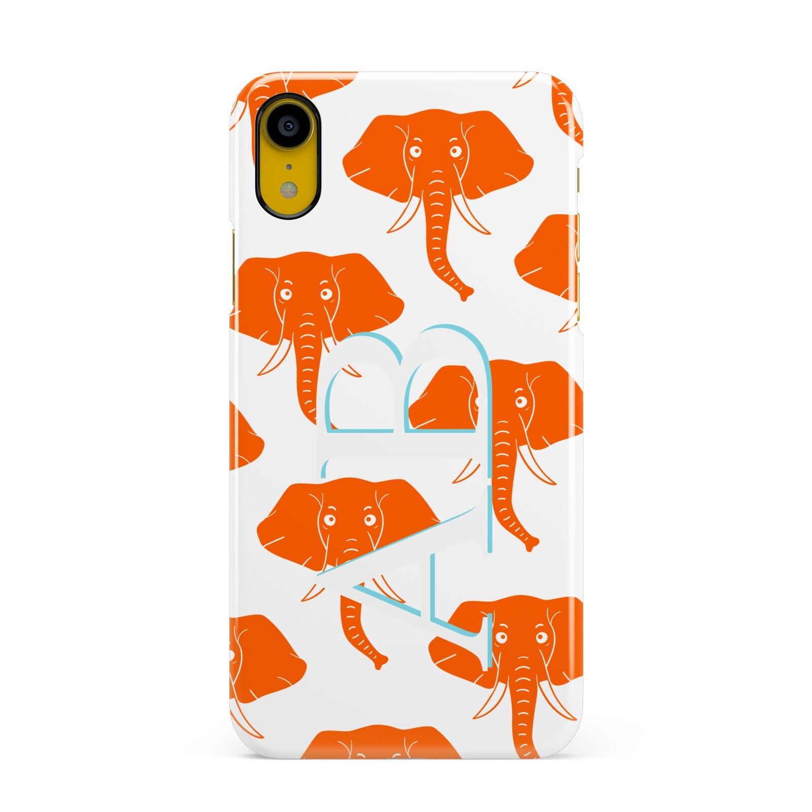Custom Elephant Initials Apple iPhone XR Yellow 3D Snap Case