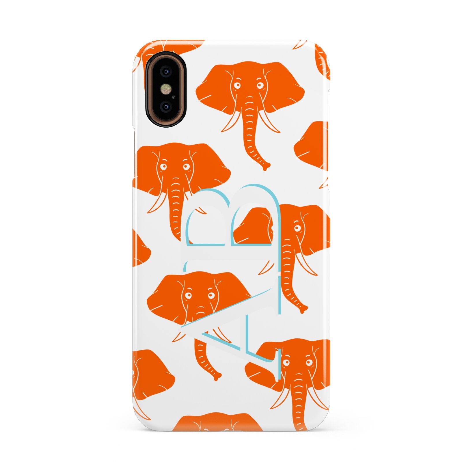 Custom Elephant Initials Apple iPhone XS 3D Snap Case