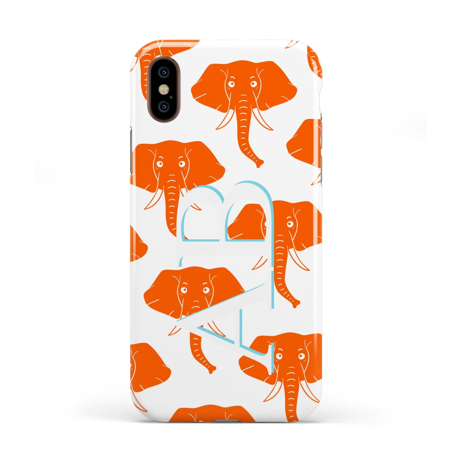 Custom Elephant Initials Apple iPhone XS 3D Tough