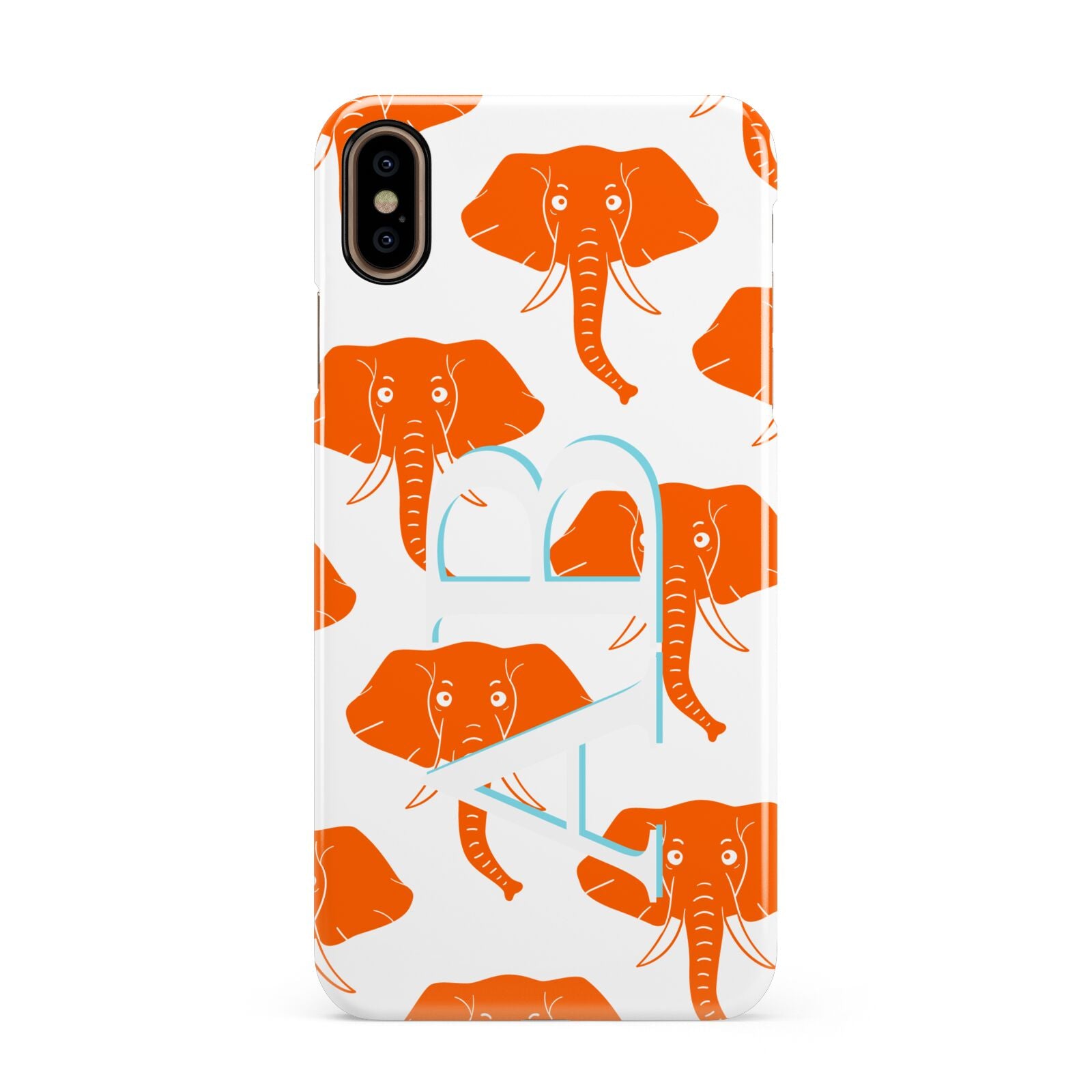 Custom Elephant Initials Apple iPhone Xs Max 3D Snap Case