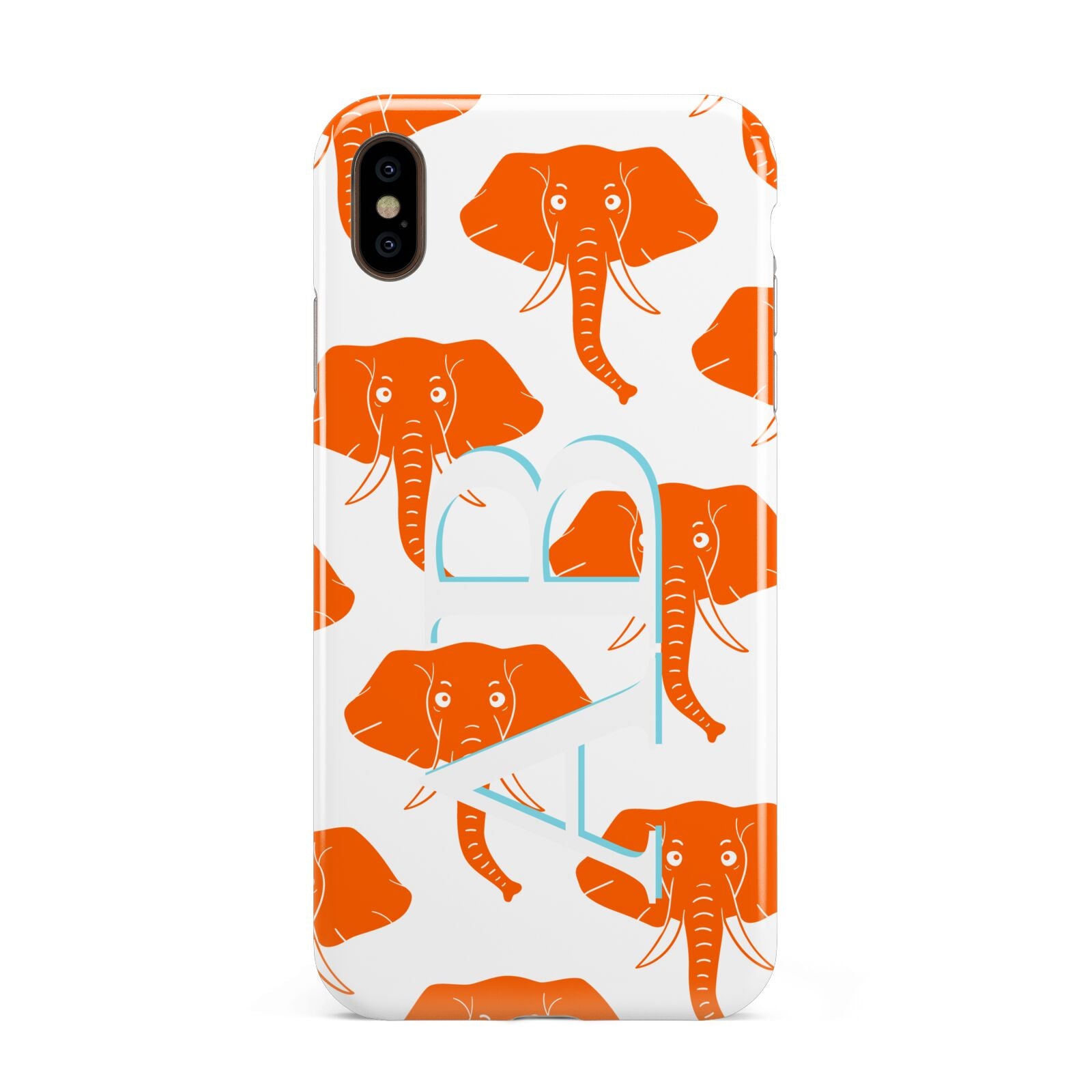 Custom Elephant Initials Apple iPhone Xs Max 3D Tough Case