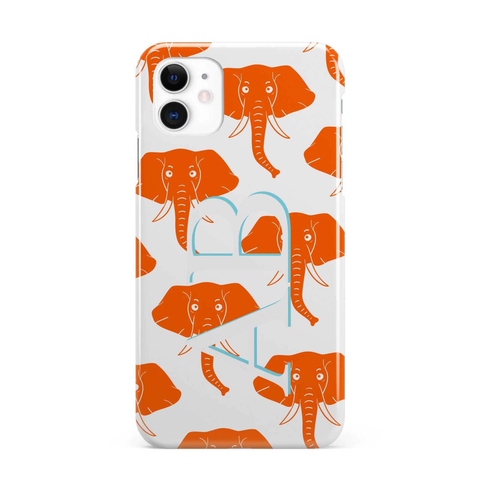 Custom Elephant Initials iPhone 11 3D Snap Case