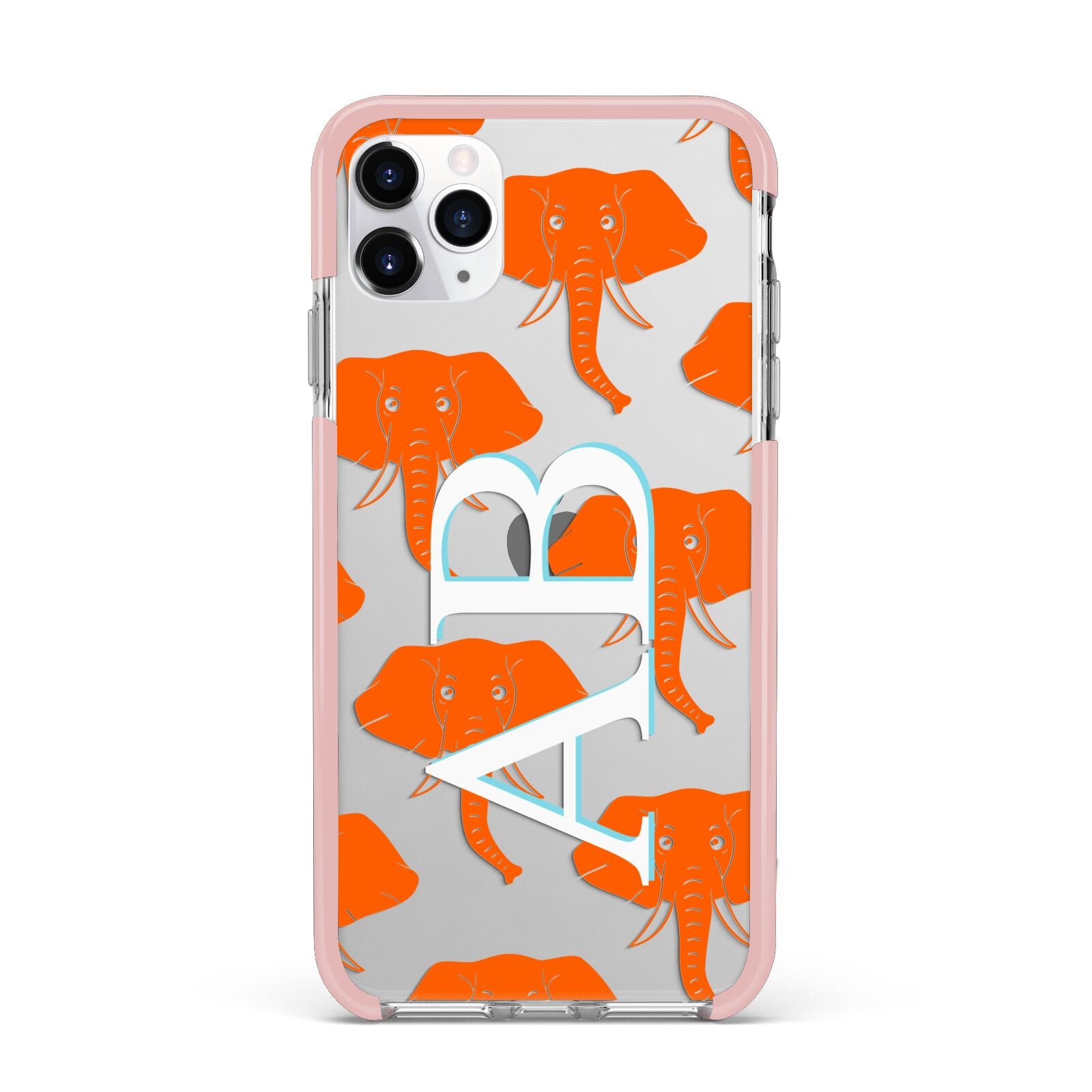 Custom Elephant Initials iPhone 11 Pro Max Impact Pink Edge Case