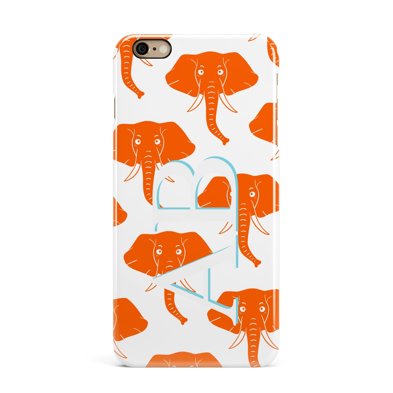 Custom Elephant Initials iPhone 6 Plus 3D Snap Case on Gold Phone