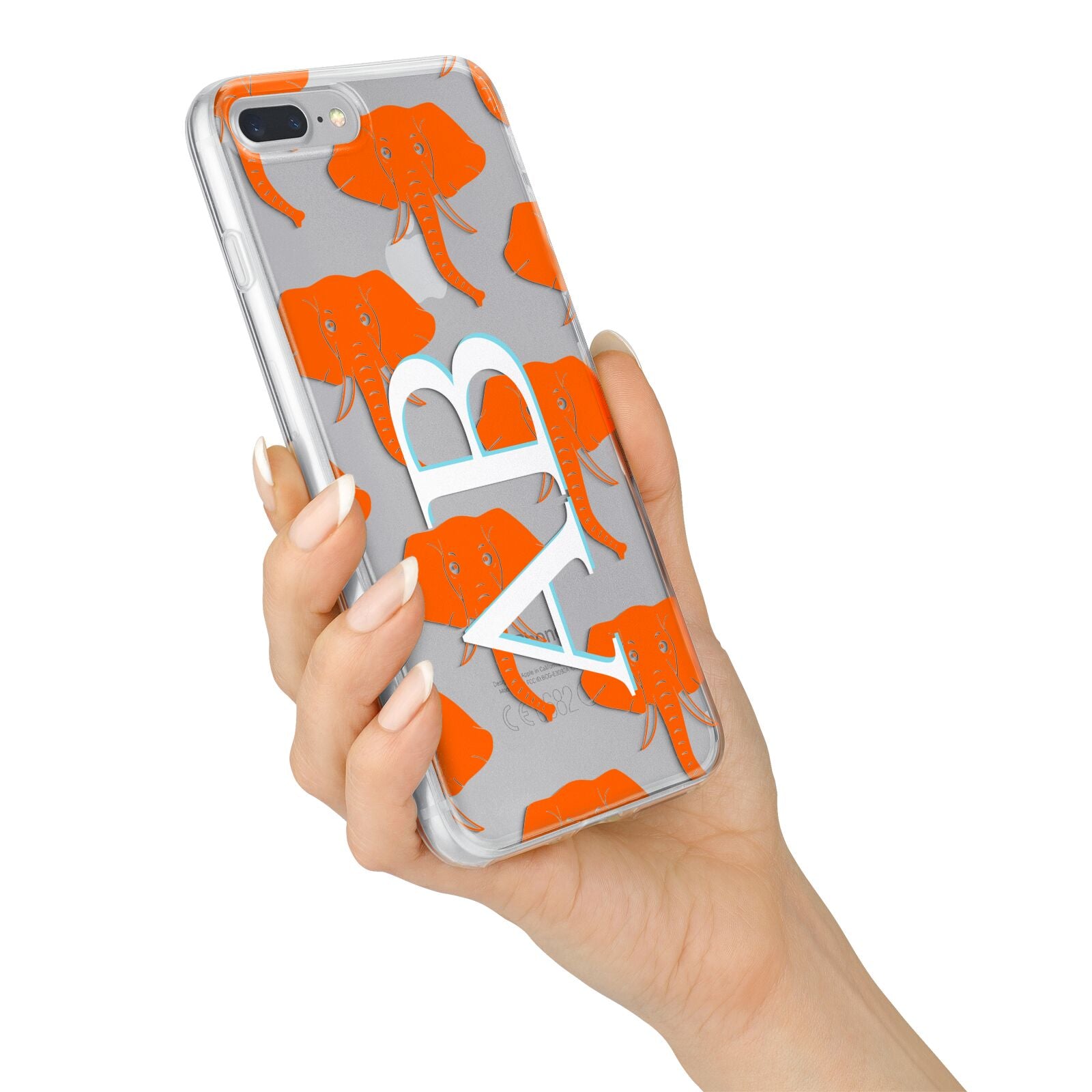 Custom Elephant Initials iPhone 7 Plus Bumper Case on Silver iPhone Alternative Image