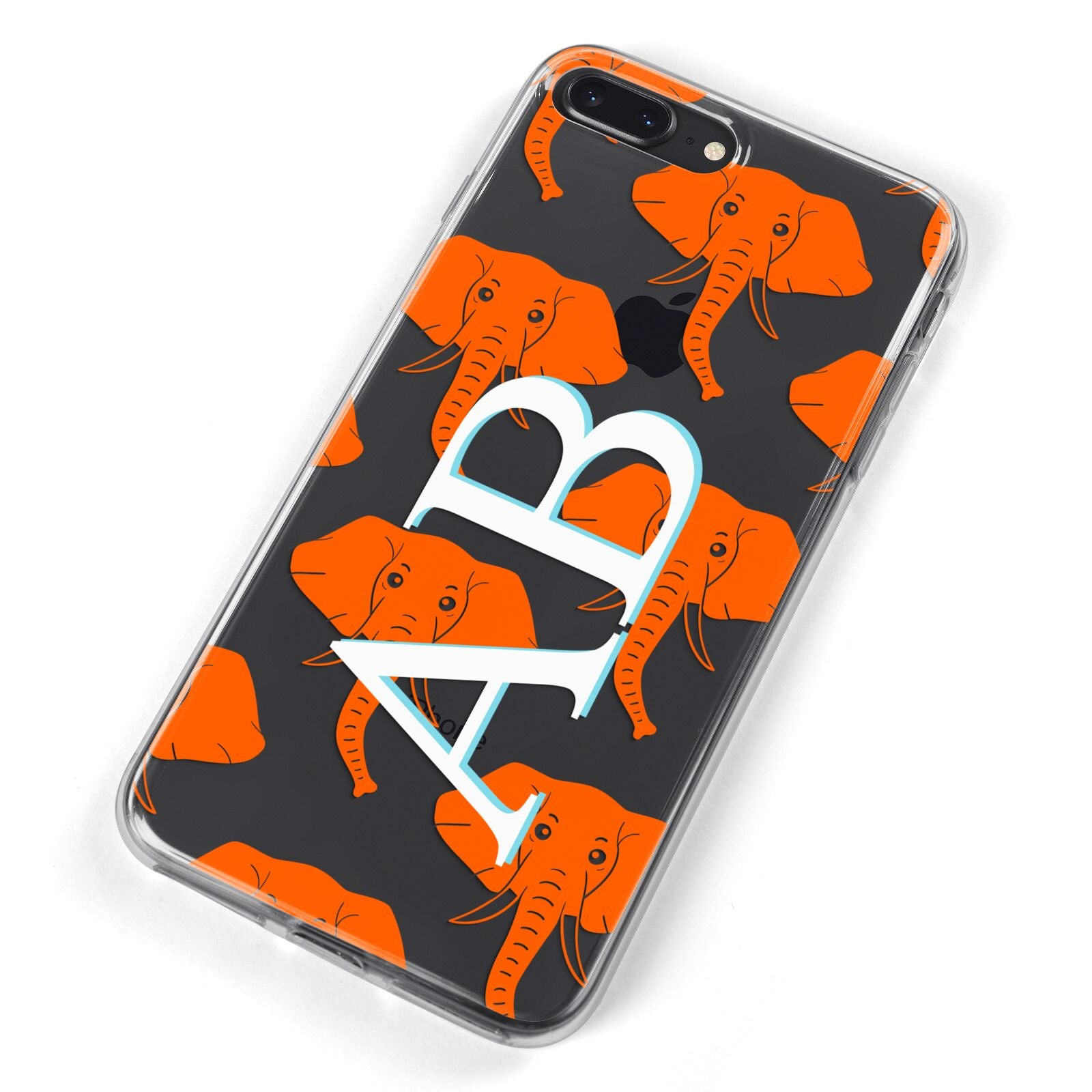 Custom Elephant Initials iPhone 8 Plus Bumper Case on Black iPhone Alternative Image