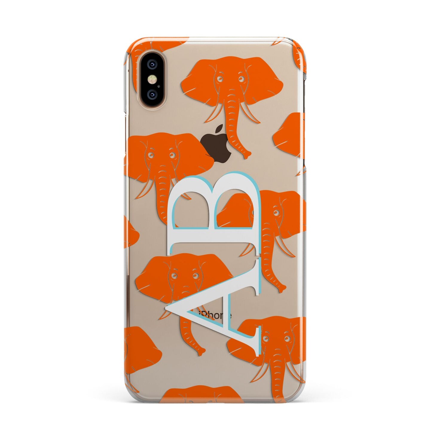 Custom Elephant Initials iPhone XS Max 2D Snap Case on Gold Phone