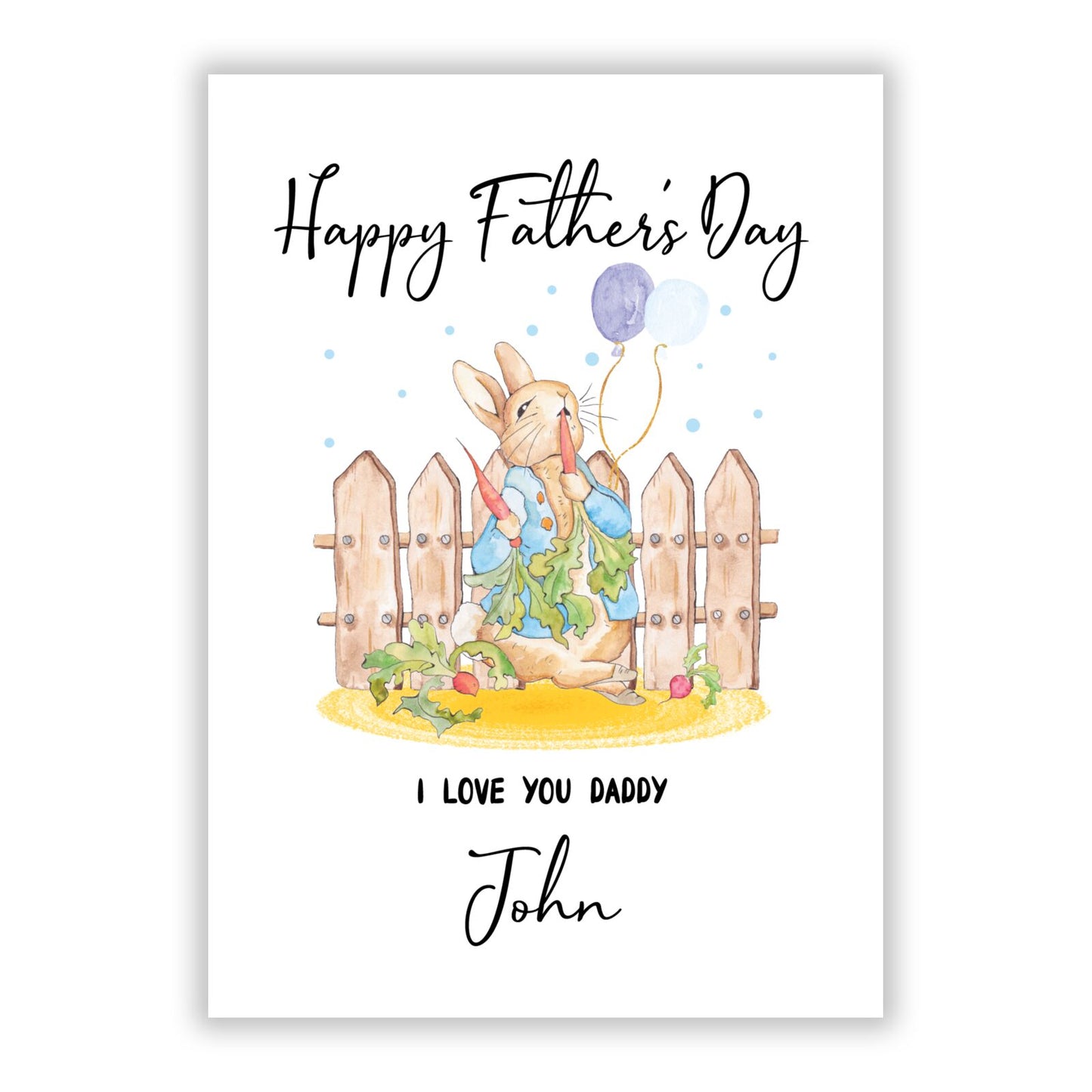 Custom Father s Day Rabbit A5 Flat Greetings Card