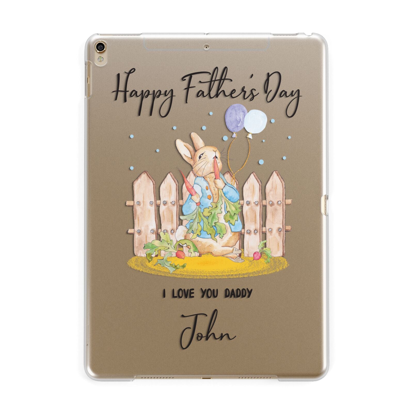 Custom Father s Day Rabbit Apple iPad Gold Case
