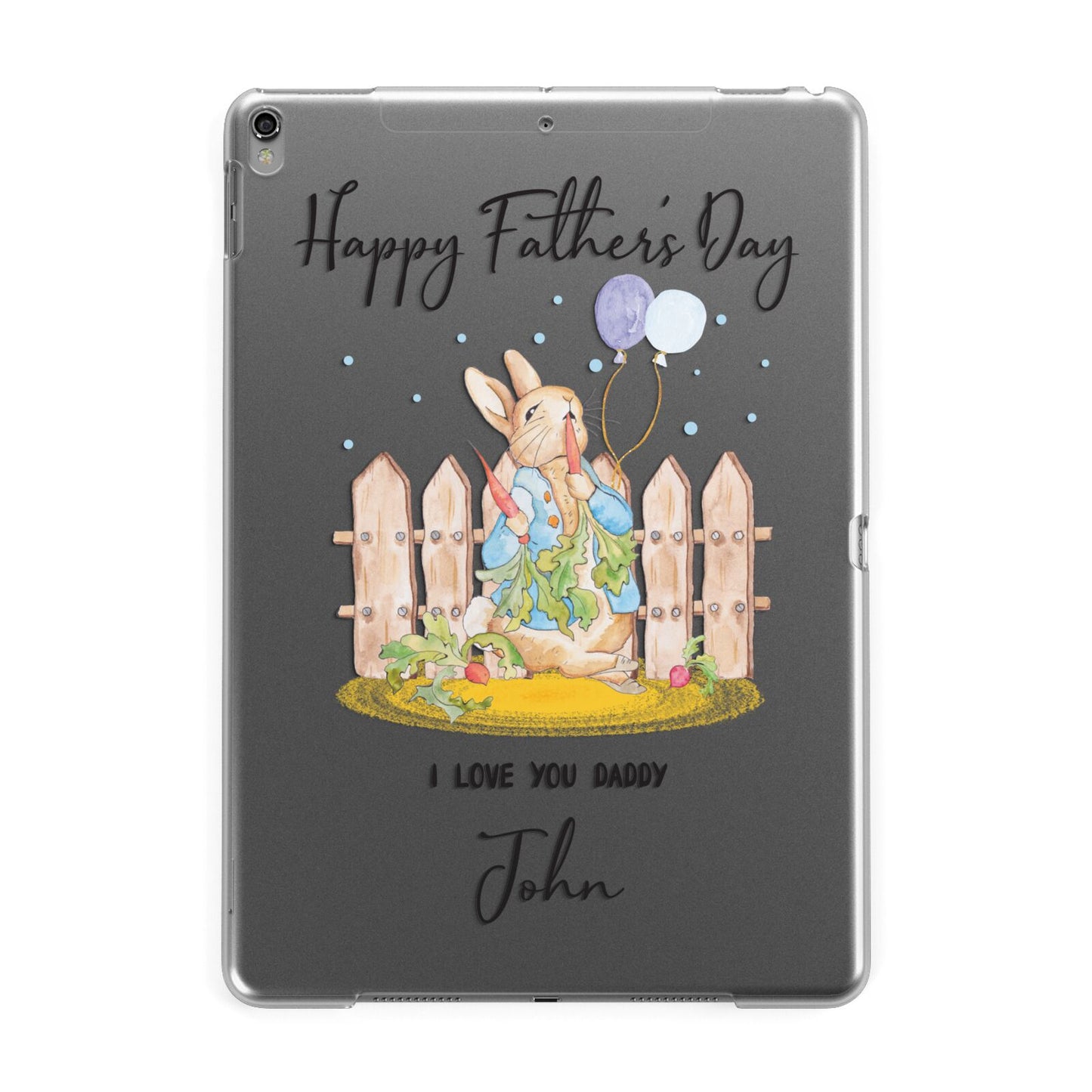 Custom Father s Day Rabbit Apple iPad Grey Case