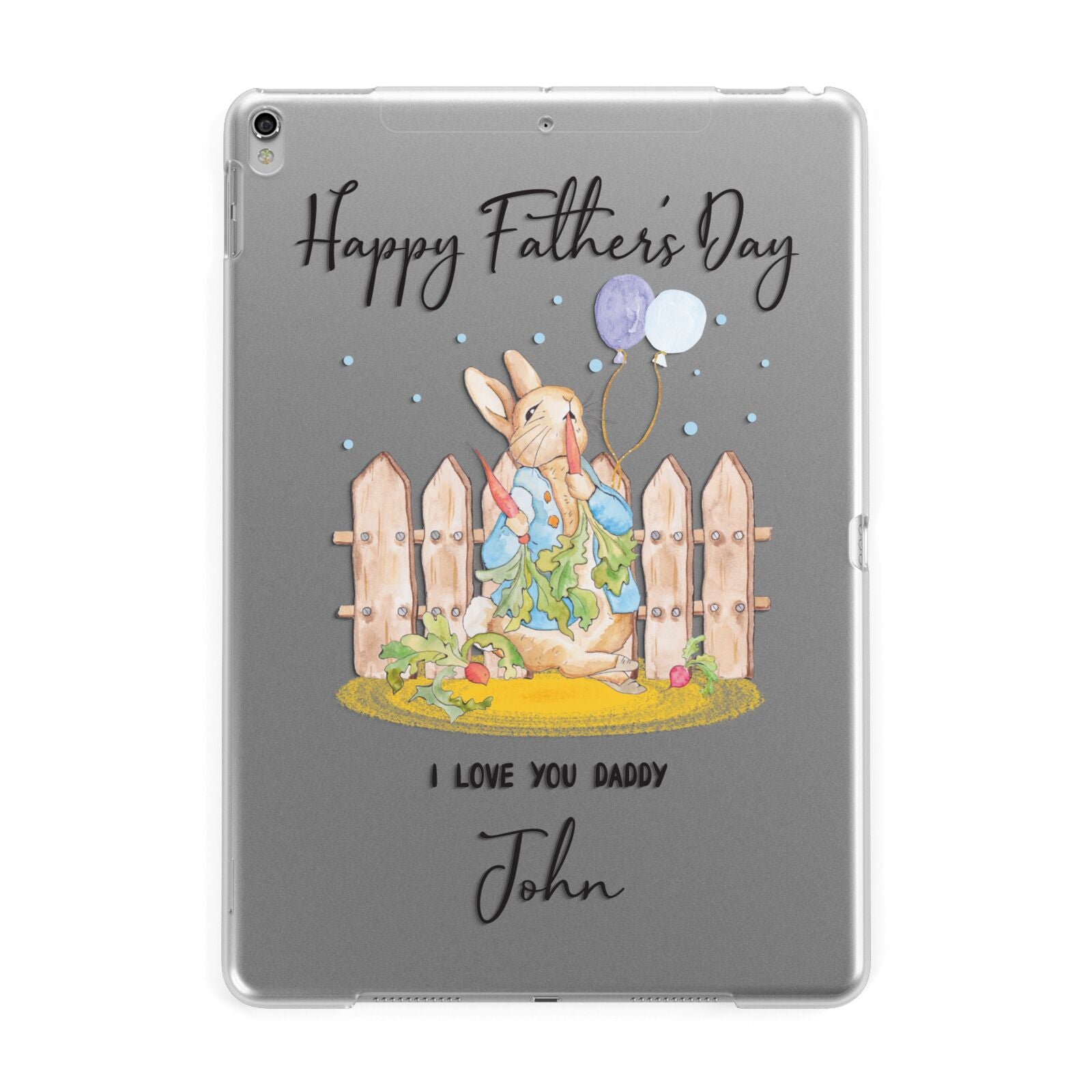 Custom Father s Day Rabbit Apple iPad Silver Case