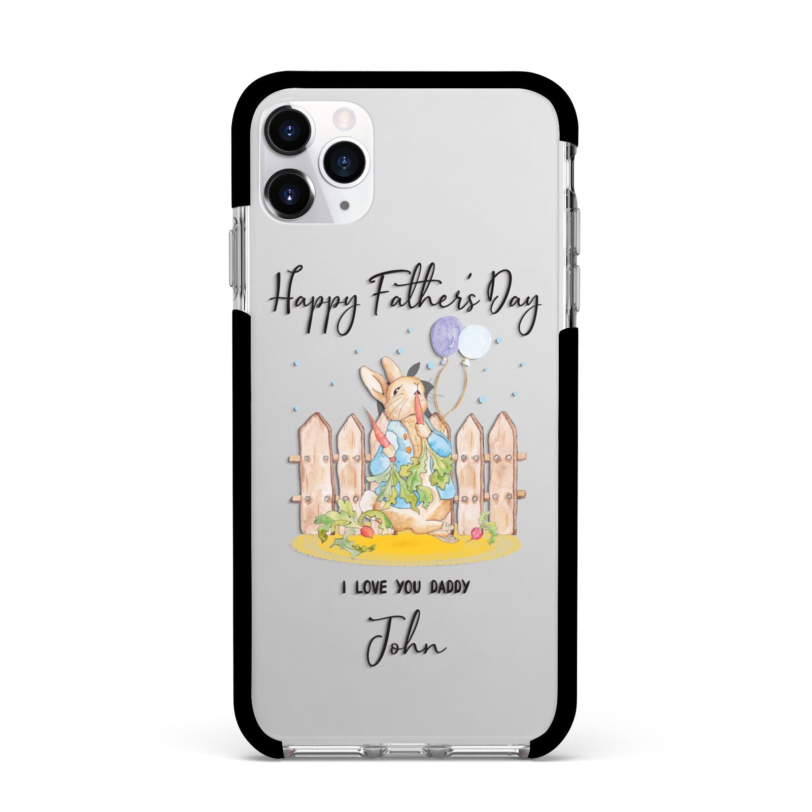 Custom Father s Day Rabbit Apple iPhone 11 Pro Max in Silver with Black Impact Case