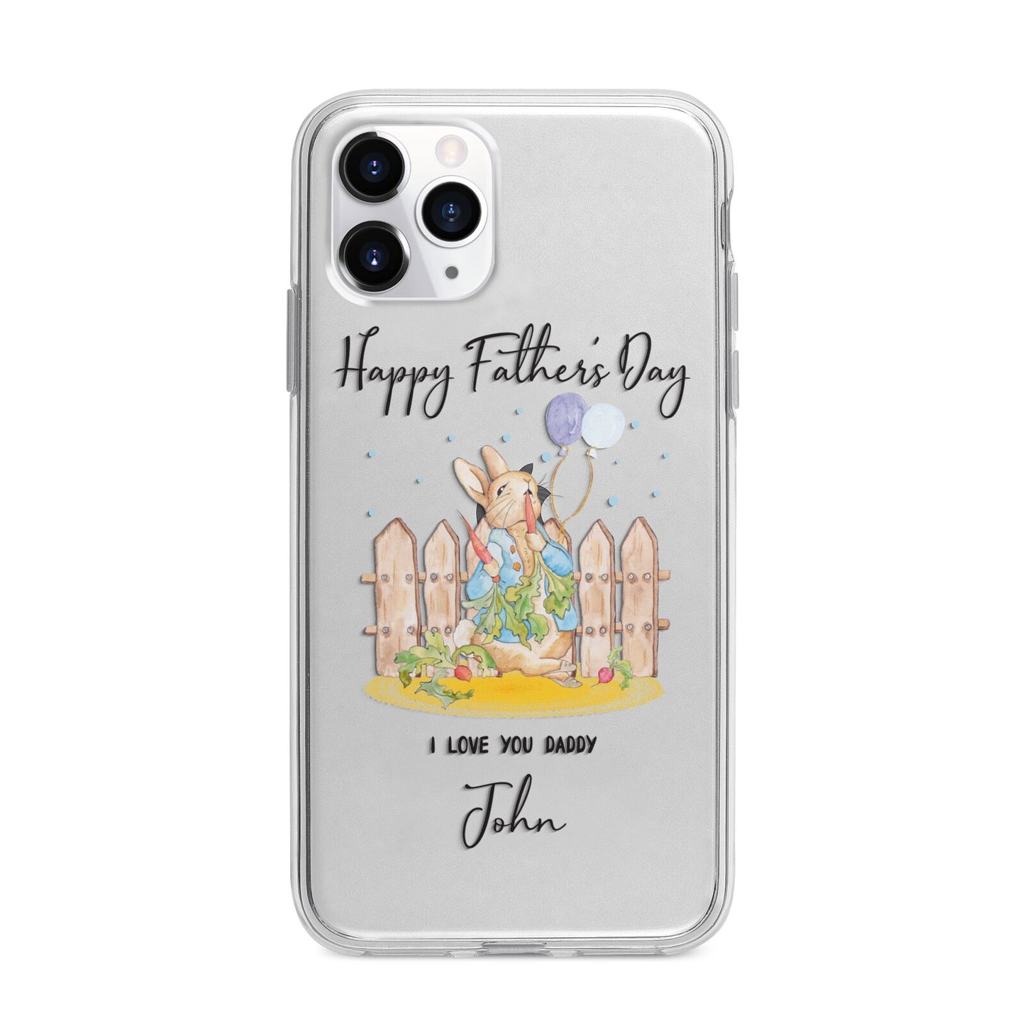 Custom Father s Day Rabbit Apple iPhone 11 Pro Max in Silver with Bumper Case