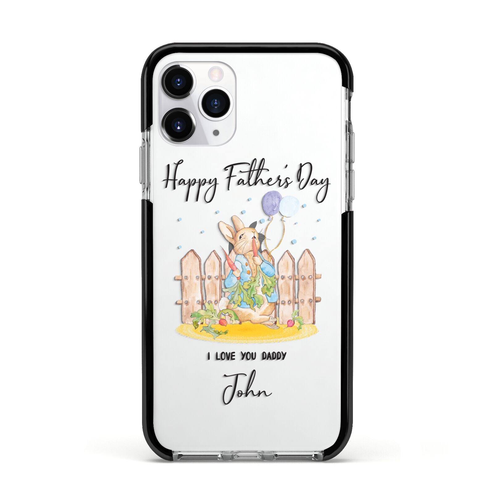 Custom Father s Day Rabbit Apple iPhone 11 Pro in Silver with Black Impact Case