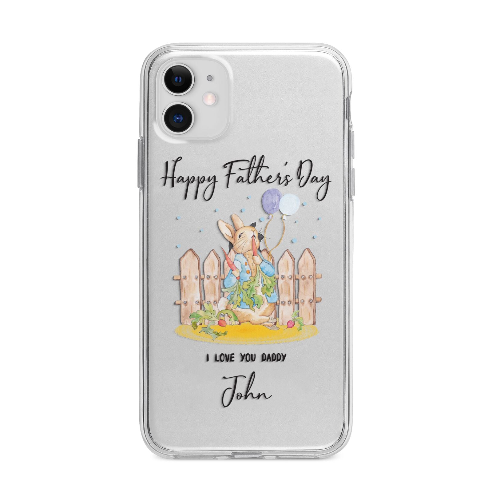 Custom Father s Day Rabbit Apple iPhone 11 in White with Bumper Case