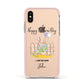 Custom Father s Day Rabbit Apple iPhone Xs Impact Case Pink Edge on Gold Phone