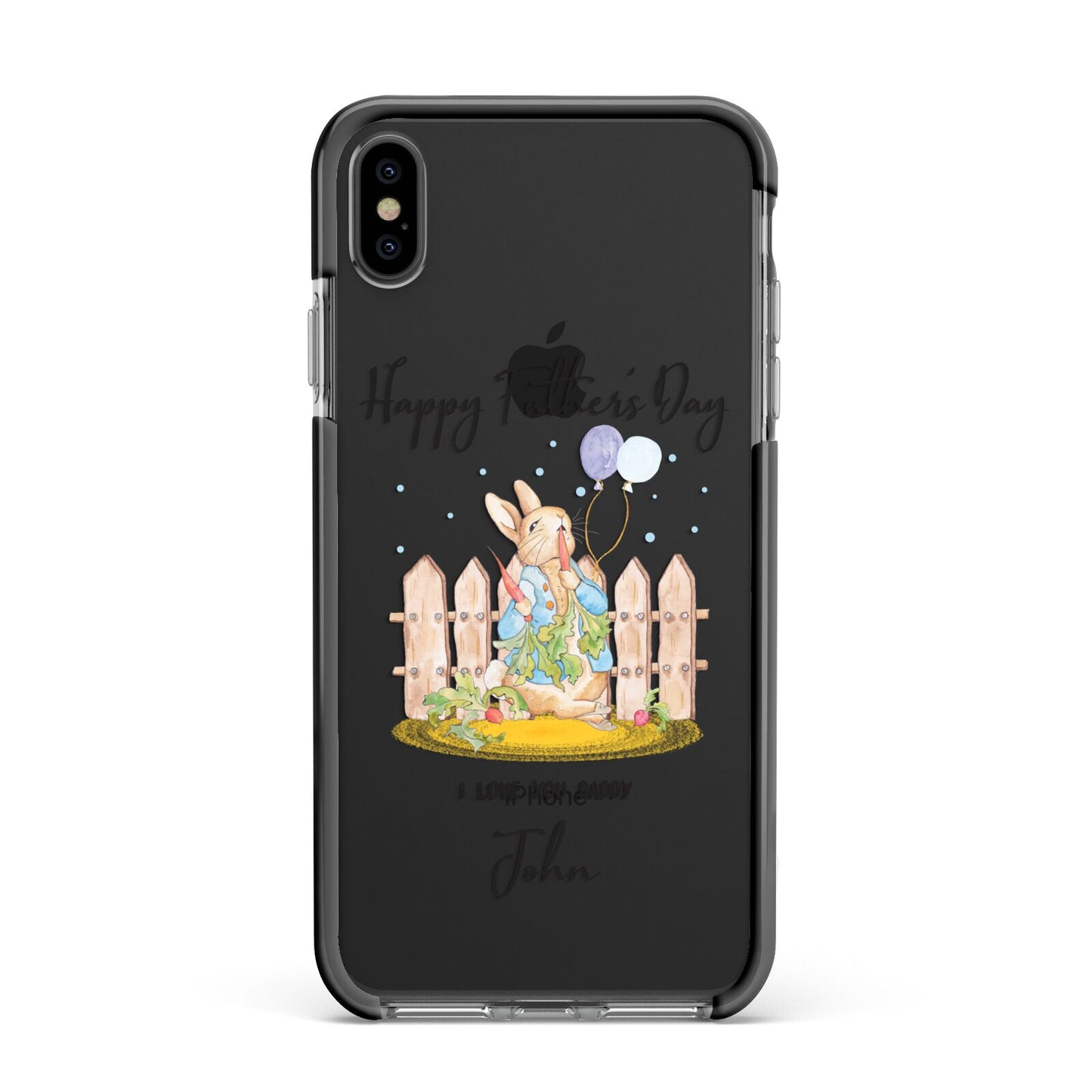 Custom Father s Day Rabbit Apple iPhone Xs Max Impact Case Black Edge on Black Phone