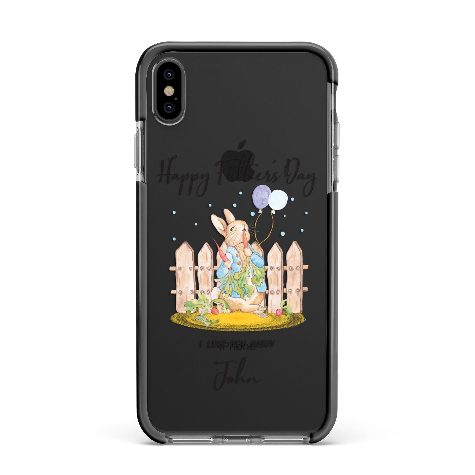 Custom Father s Day Rabbit Apple iPhone Xs Max Impact Case Black Edge on Black Phone