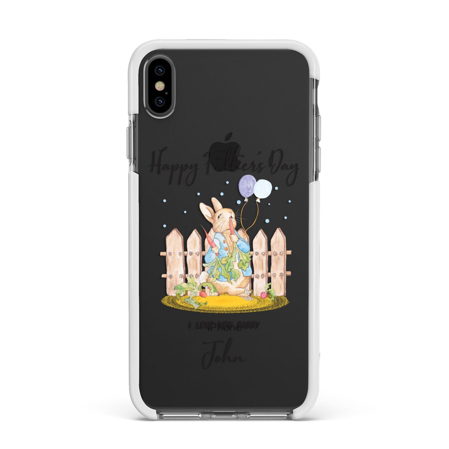 Custom Father s Day Rabbit Apple iPhone Xs Max Impact Case White Edge on Black Phone
