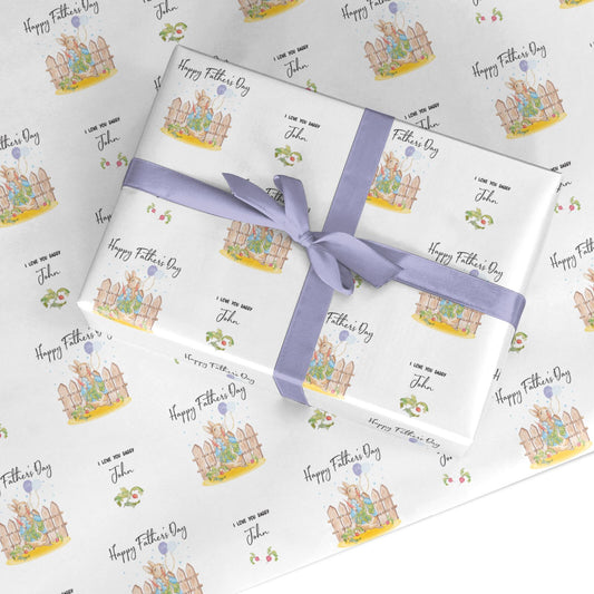 Custom Father s Day Rabbit Custom Wrapping Paper