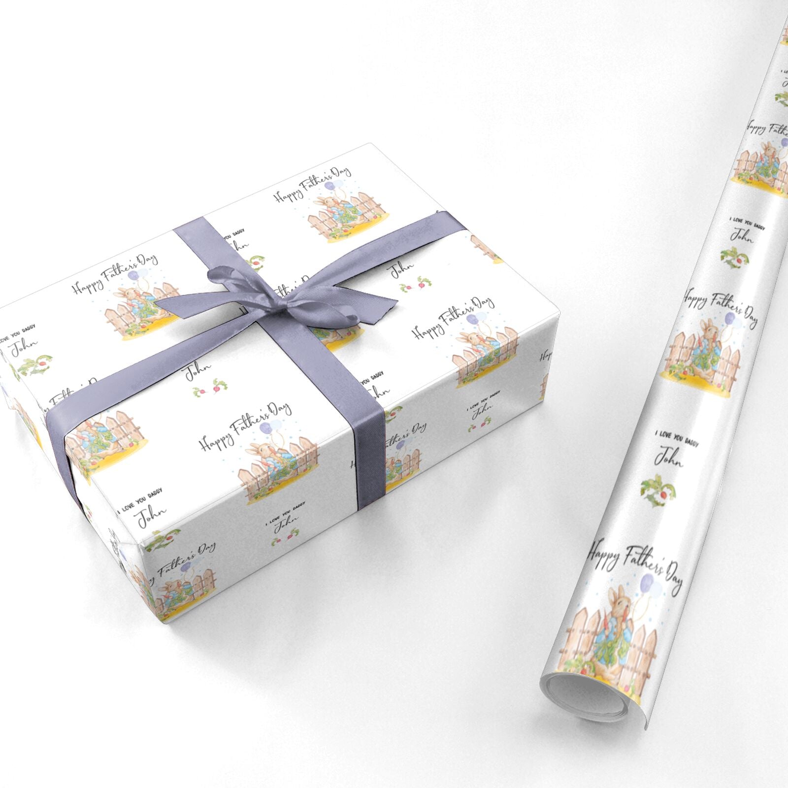 Custom Father s Day Rabbit Personalised Wrapping Paper