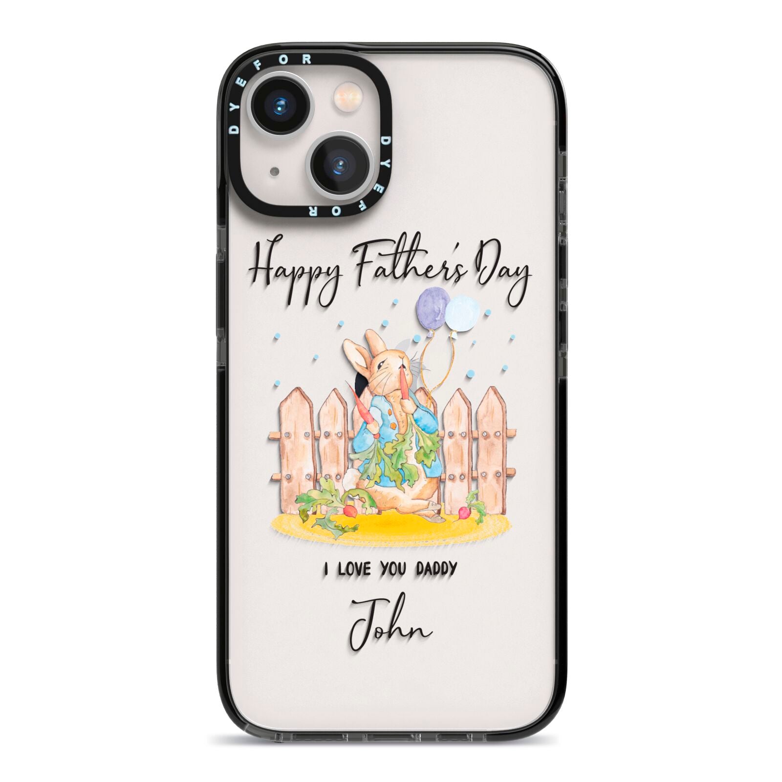 Custom Father s Day Rabbit iPhone 13 Black Impact Case on Silver phone